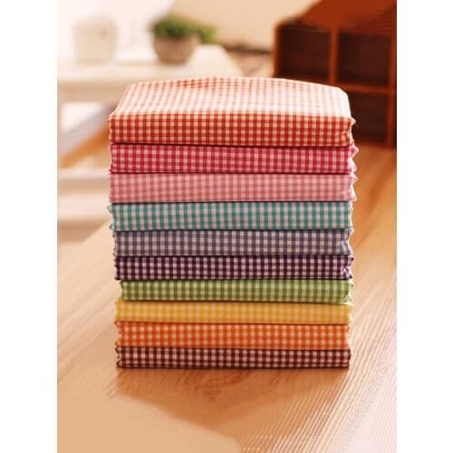 Cotton Plain Check Fabric Breathable Comfortable Soft Shirt Clothing Skirt Handmade DIY Fabrics Sewing Material Home Textile