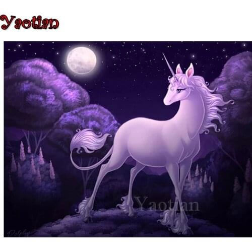 Unicorn Moonlight Landscape 5d diamond painting full novelty 2020 mosaic art diamond embroidery icons new arrival full square