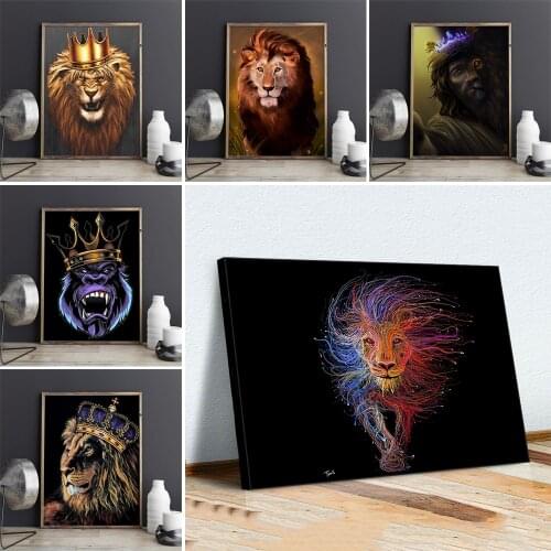 Lion King Monkey Tiger Poster Anthropomorphic Animal Canvas Painting For Living Room Wall Art Decorative Pictures Home Decor