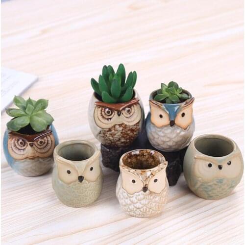Creative Ceramic Owl Shape Flower Pots 2018 New Ceramic Planter Desk Flower Pot Cute Design Succulent Planter Pot LX8171