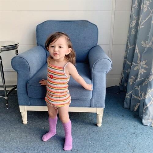 Nebeans Summer Clothes for Girls Sleeveless Sling Romper Colorful Striped Baby Clothing Lovely Girls Climbing Suits