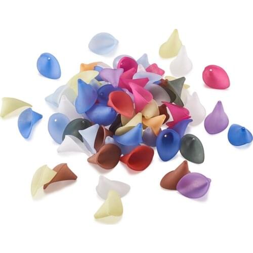 800pcs/500g Frosted Acrylic Bead Caps Mixed Color Trumpet Flower Beads for DIY Earring Necklace Jewelry Making Findings 21x19mm