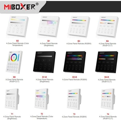 Miboxer Smart Touch Panel Remote dimming/CT/RGB/RGBW/RGB+CCT LED Strip Controller 3V 220V 110V 4-Zone 8-Zone Lamp dimmer Switch