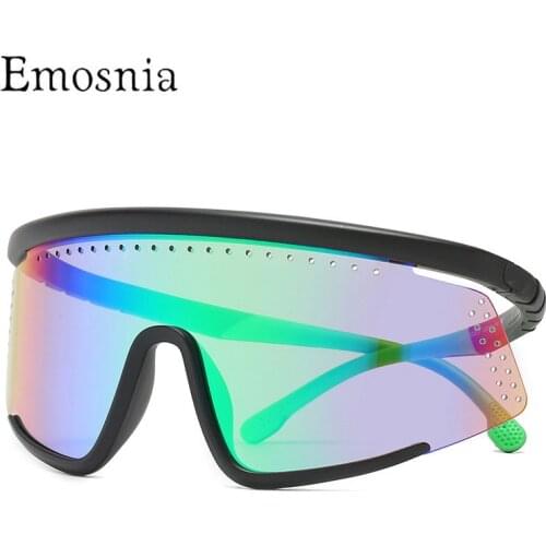 2021 Fashion Windproof Mask Sunglasses Women Men Oversized One Piece Goggles Semi-Rimless Faceshield Safety Eyewear UV400