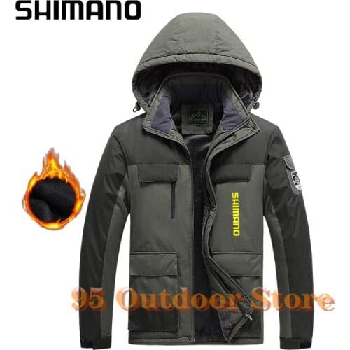 Shimano Men Winter Fishing New Outdoor Ski Premium Snow Warm Parkas Jacket Outwear Casual Hooded Waterproof Thick Fleece Coat