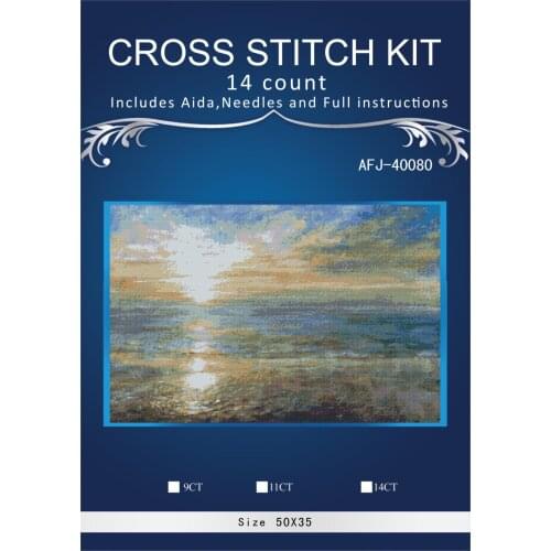 Oneroom Sunset on the seaside Scenery Embroidery Needlework Crafts 14CT Unprinted DMC DIY Quality Cross Stitch Kits Handmade