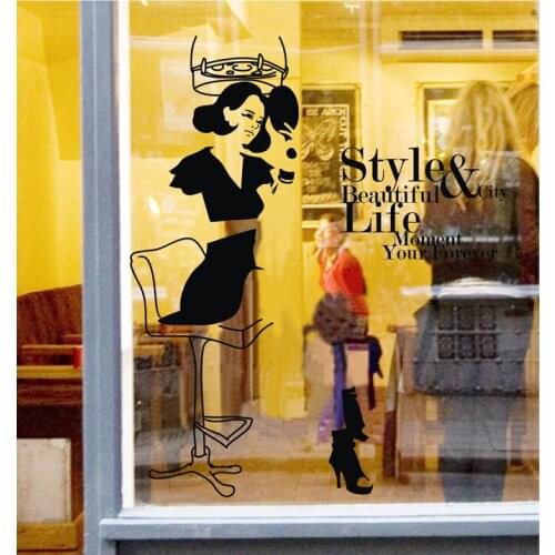 Hair Salon Wall Decal Beauty Salon Scissor Sticker Barber Shop Vinyl Wall Decals Decor Mural Hairdresser Glass Window Sticker
