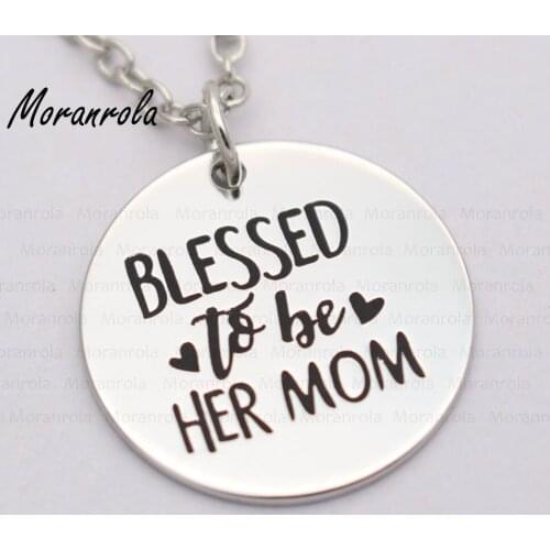 New arried "Blessed to be her mom" necklace Keychain,charm Funny Mothers day gift, Gift for wife Mama Bear necklace Blessed Mom