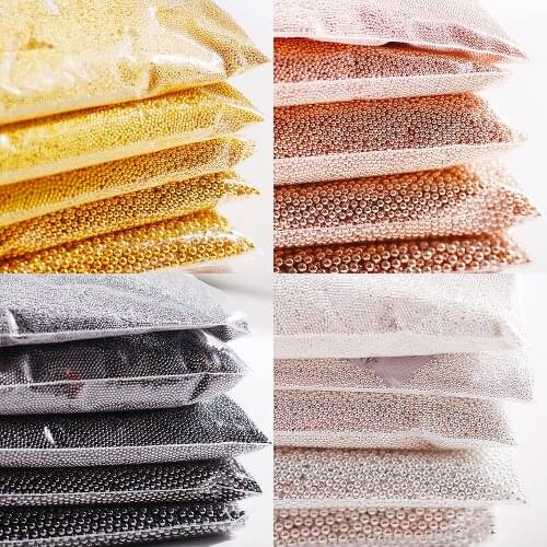 Wholesale 1 kilograms 3d Metal Micro Beads Stainless Steel Nails Art Caviar Bead for Nail Rose Gold Silver Nail Beads Ball Studs