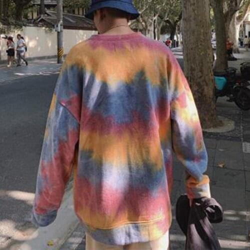 Autumn Winter New Mens Sweatshirt Loose Oversize Hoodie Men Fashion Hip Hop Pullover Sweatshirt Tie Dye Streetwear 2020