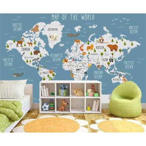 Custom Wallpaper Cartoon World Map TV Background Wall Living Room Bedroom Background Decoration murals 3d wallpaper
