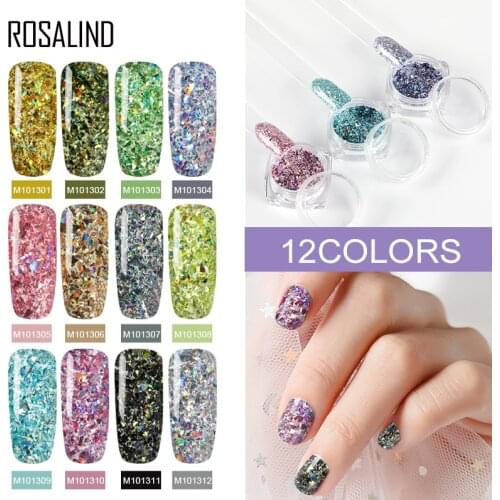 ROSALIND Holographic Nail Glitter Sparkles Gel For Nails Chrome Nail powder Fine Gel Polish Pigment Dust Mirror For Manicure