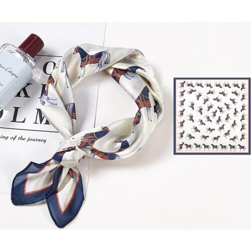 2020 New Silk Satin Hair Scarf For Women Small Square Scarf Headband Hairband Scarf Mountain Stream Scarf Printing Ladies Scarf