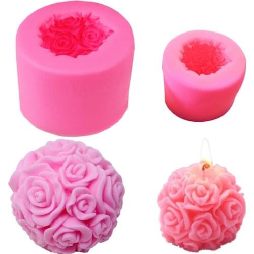 Silicone Candle Mold 3D Rose Ball Aromatherapy Candle Soap Mould Craft Resin Clay Decorating Tool