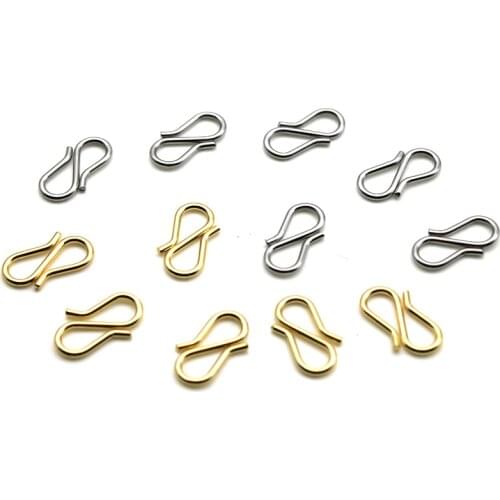 50pcs/lot 7x13mm Stainless Steel Necklace End Clasp Hook Jewelry Pendant Connector for DIY Jewelry Making Findings Accessories
