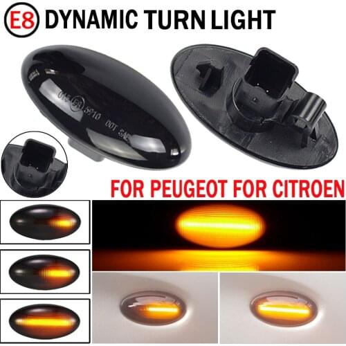 2pcs LED Dynamic Turn Signal Side Marker Light Sequential Blinker Light For Peugeot 307 206 407 107 607 For Citroen C1 C2 C3 C5