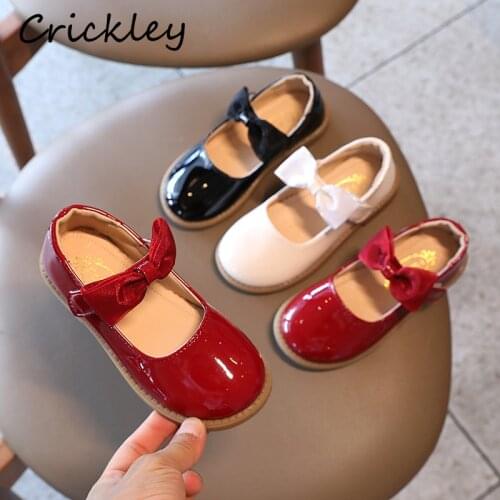 Bow Childrens Shoes Spring Princess PU Leather Elegant Shoes For Girls Flats Soft Sole Comfortable Party Kids Mary Janes Shoes