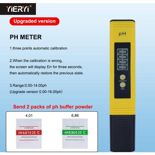 Yieryi 10pcs ph-02 Newest Protable LCD Digital PH Meter Pen of Tester Aquarium Pool Water Wine Urine Arrive With Plastic Case