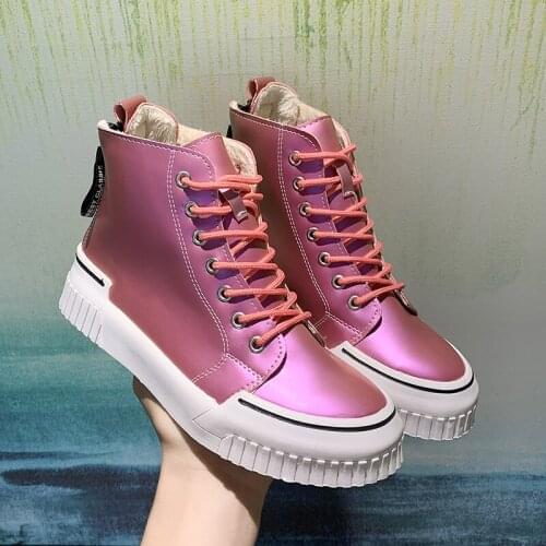 2020 Women Casual Sneakers Winter Sneakers Plush Fur Warm Women Shoes Lace Up Female Boots Platform Shoes Women