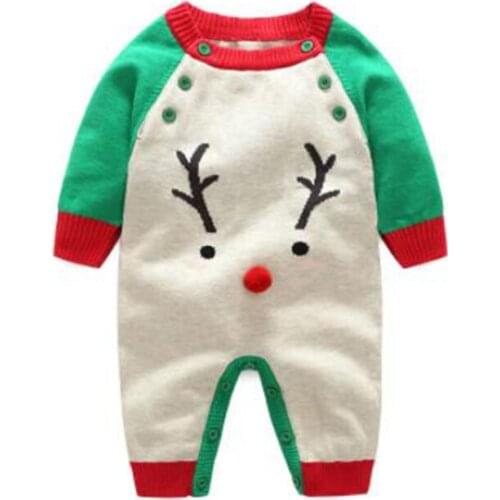 Christmas Baby Romper Autumn Winter Baby Boy Girl Long Sleeve Cartoon Knit Rompers Newborn Rompers Clothes