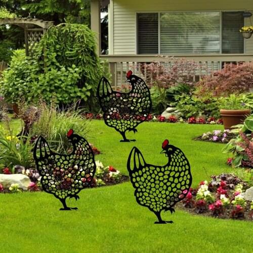 1 Pcs Creative Acrylic Hen/Duck Outdoor Garden Lawn Yard Art Deco Statue Yard Iron Art Backyard Lawn Stakes Garden Ornaments