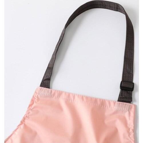 1pcs Black Pink Gray Women Cooking Kitchen Restaurant Bib 2 with Apron Dress Pockets S8T2