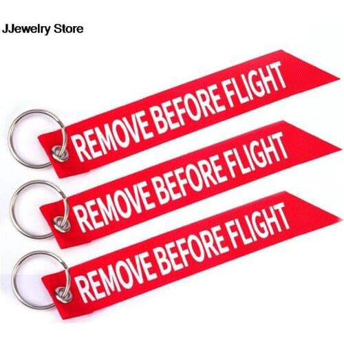 1PC Remove Before Flight Streamer Key Chain Red Print Keychain Ring for Aviation Gifts Key Ring Jewelry Soft Key Fob HOT