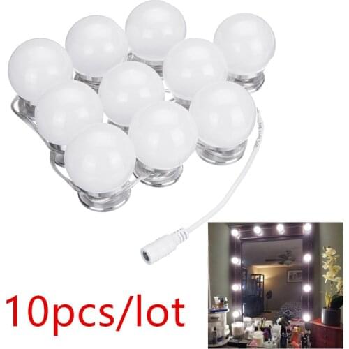10pcs/lot LED Light Bulbs Lamp Kit Vanity Makeup Mirror Brightness Adjustable LightedMake up Cosmetic Mirrors Natural White