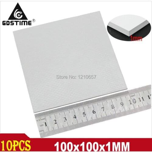 10Pieces lot White 100 x 100 x 1mm Silicone Thermal Pad For Heatsink Cooling Conductive GPU CPU