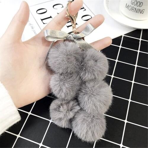2019 Alloy Simulation hair Ball Key Chain Grape Keychain Multi-Style Women Bag Pendant Charms Key Ring Dropshipping
