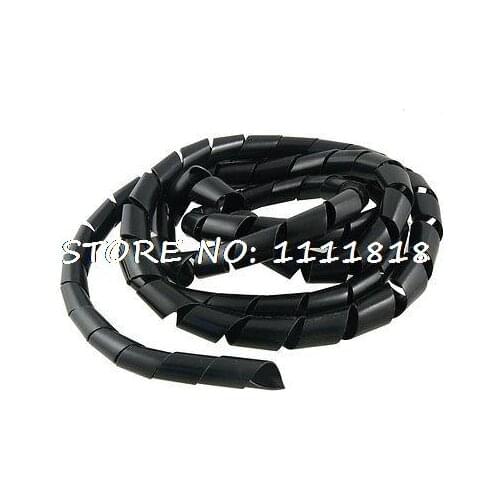 3.5M 11.5Ft PE Polyethylene Spiral Cable Wire Wrap Tube Black 20mm