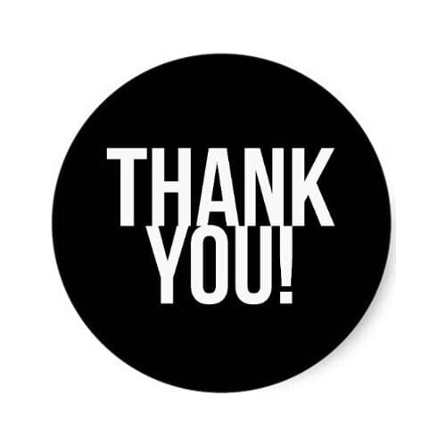 3.8cm Simple Black and White Thank You Classic Round Sticker