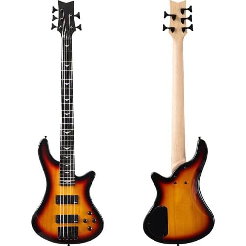 Sunburst color map wood top 7 string electric guitar 39 inch high gloss sharp angle 24F electric guitar Red wine body