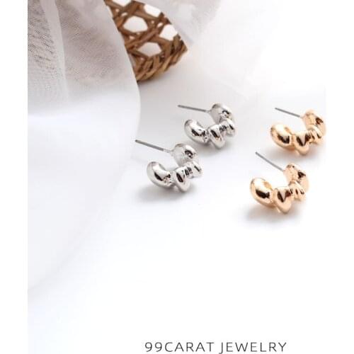99 carat fashion accessories irregular Creative Design Earrings bright gold temperament simple fashion commuter girl wz