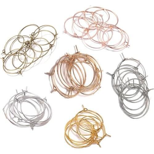 50pcs/lot 20 25 30 35mm Gold Metal Hoops Earring Big Circle Wire Hoops Earrings For Jewelry Making Findings Supplies Accessories