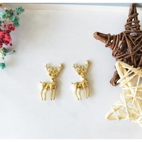 10PCS Elk Jewelry Pendants Gold Tone Deer Alloy Charms Pendants Animal Bracelet Necklace Handmade Crafts Findings Christmas Gift