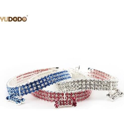 Shining Cat Collar Baby Puppy Dogs Safety Elastic Adjustable Necklace With Diamante Rhinestone Neck Strap Small Pet Accessories