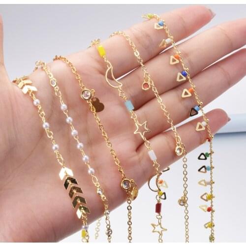 1 Meter Zircon Imitation Pearl Copper Chain For Bracelet Necklace Anklet Making Jewelry Components Handmade Accessorie