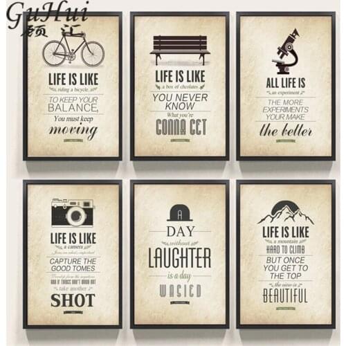 Motto Bicycle Office Inspirational Quote Modern English Famous Sayings Canvas Decorative Painting Home Living Room Decoration