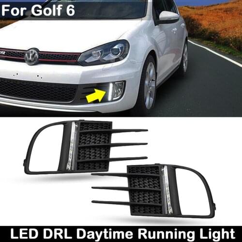 2Pcs For VW Golf VI GTI 2009-2012 Car Front High Brightness Daylight Guide LED DRL Daytime Running Light