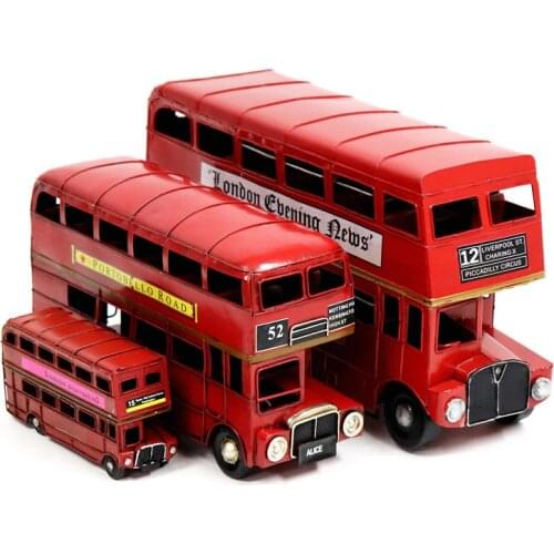 London Double Layer Bus Miniature Model Car Figurines For Home Decoration Children Toys Handcrafts Photograph Props Ornament