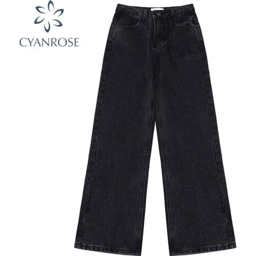 Jeans Woman High Waist 2021 New Wide Leg Female Pants Straight Loose Black Mom Pants Fashion Baggy Boyfriend Jean Women Trousers