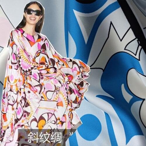 Brand stretch satin fashion polyester printed fabric cloth dress dresses clothing handmade DIY design sewing material by yard