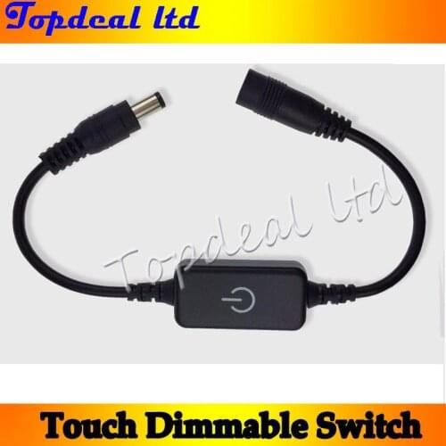1pc DC12-24V Switch Cable With Touch Panel Dimming Function for LED 5050 3528 SMDLight Strip White/Black case