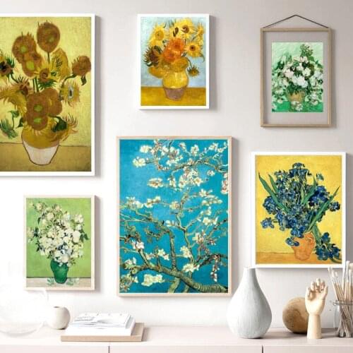Van Goghs Famous Artworks Wall Art Print Vintage Flowers Nordic Canvas Poster Wall Pictures for Living Room Decor Oil Painting