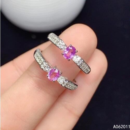 KJJEAXCMY fine jewelry natural pink sapphire 925 sterling silver fashion new women adjustable ring support test