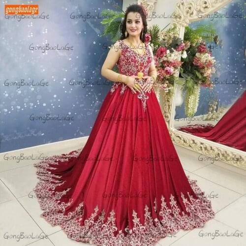 Red Evening Dress For Women 2020 vestidos de noite Lace Up Appliqued Ball Gown Formal Dresses Party vestidos de fiesta de noche