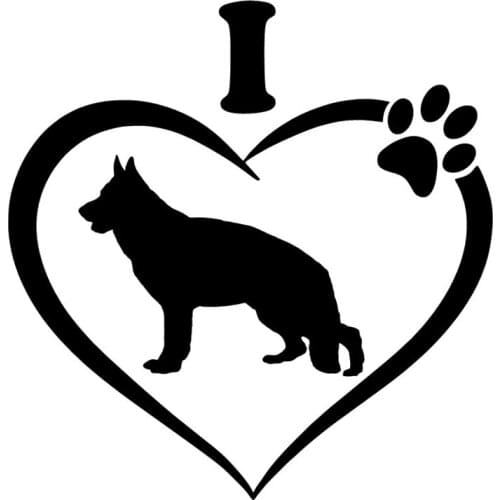 Creative I Love My German Shepherd Funny Car Sticker Auto Bumper Truck Camper Voiture Course 4x4 Off Road Decal PVC15x15cm