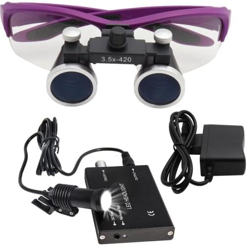 2.5X/3.5X Binocular Dental Loupes W/ 5W LED Head Light Medical Surgical Glasses