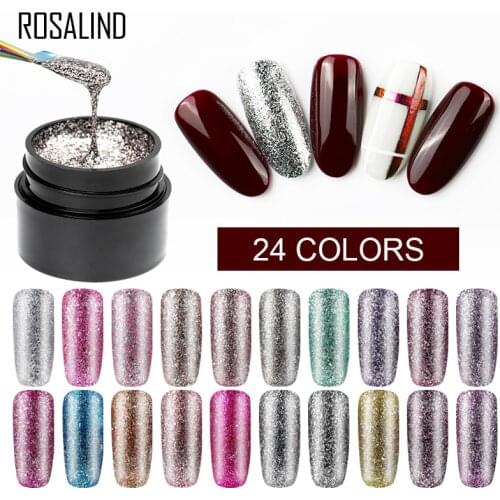 ROSALIND Nail Polish Set Shiny Platinum Nails Art For Manicure Poly Nail Gel Lak UV Colors Top Base Coat Primer Hybrid Varnishes